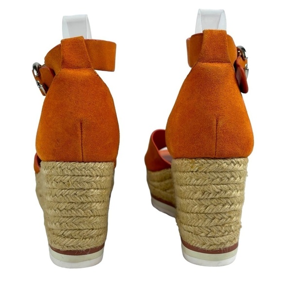 MARC FISHER ZARNA ORANGE SUEDE PLATFORM ANKLE STRAP ESPADRILLE WEDGE HEELS - Picture 9 of 13